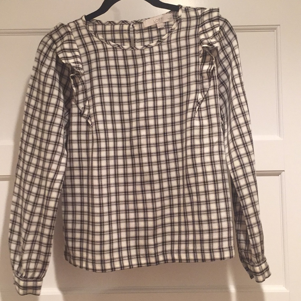 Black and cream plaid blouse